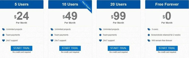 HubStaff SaaS pricing
model